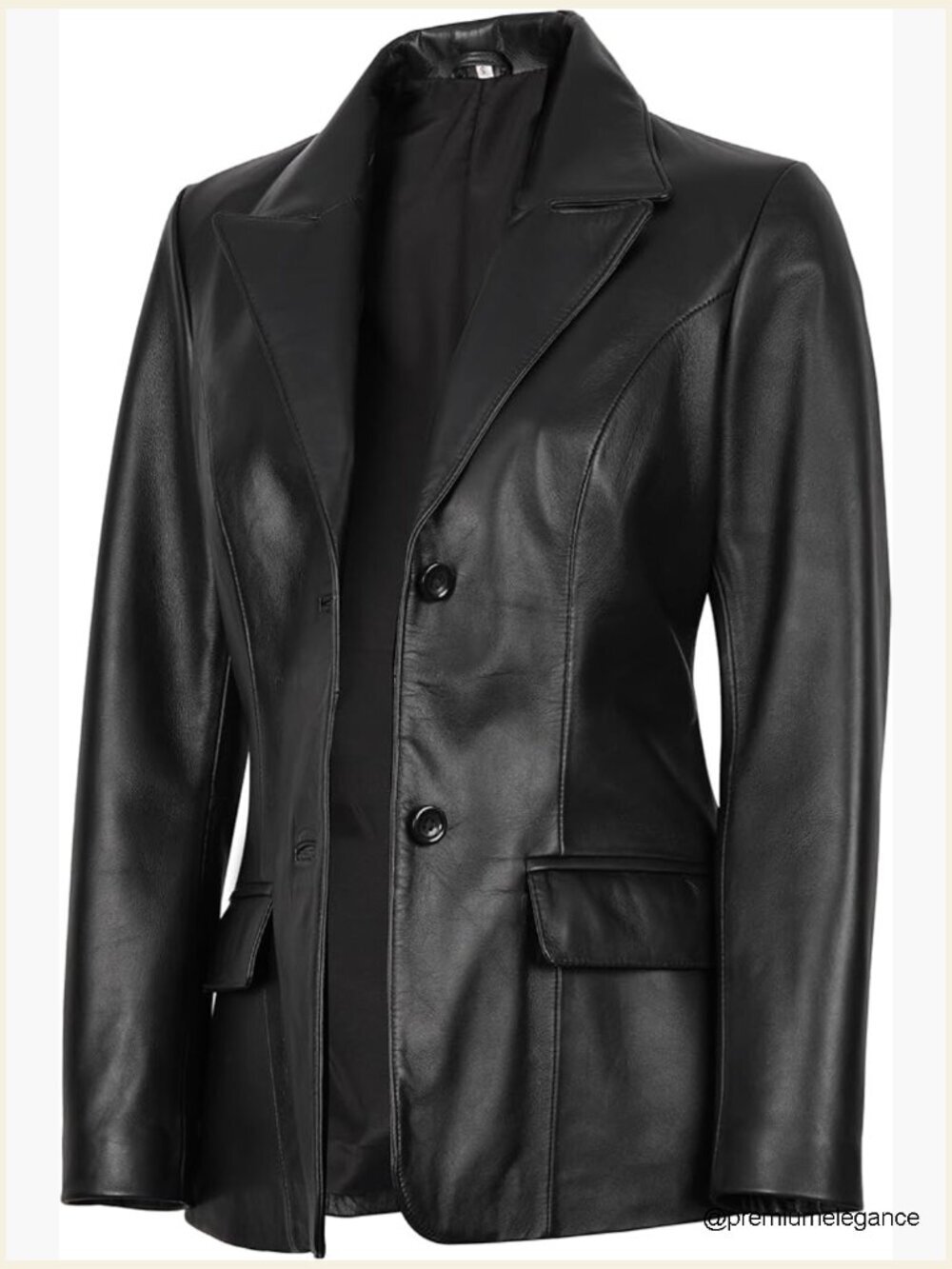 Real Lambskin Leather Blazer Jacket Women 2 Button Coat